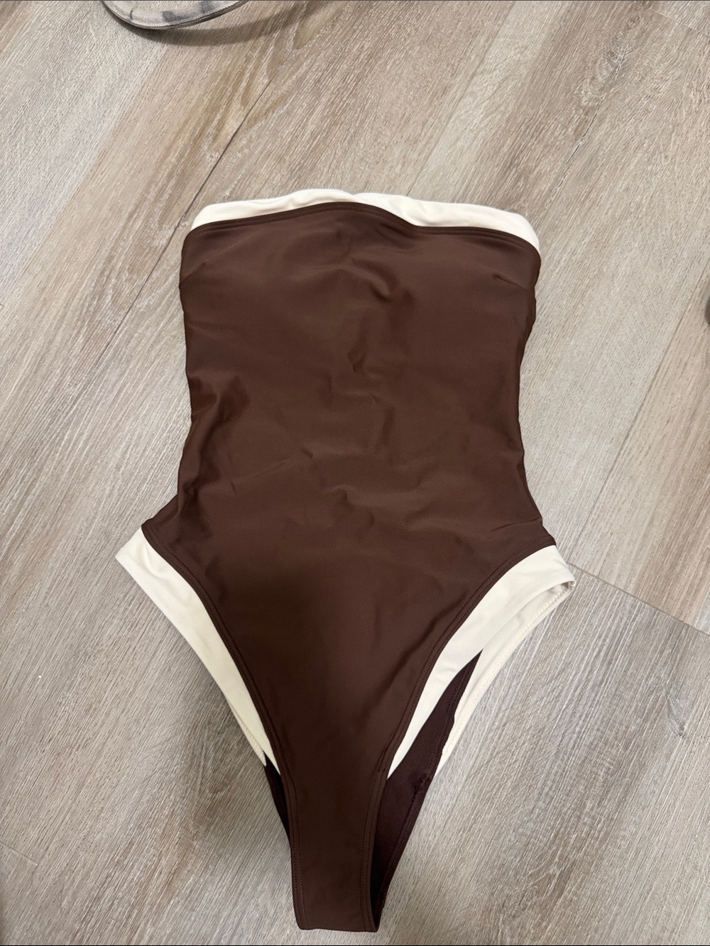 Abercrombie & Fitch Brown One-Piece Swimsuit with Cream Trim